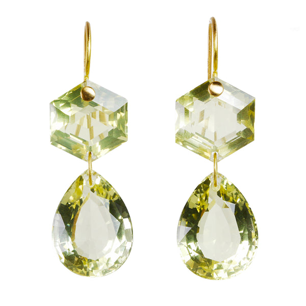 マリーエレーヌドゥタイヤック　レモンクォーツ　　ツァボライト　ピアス レモンクォーツ “ビアンカ” ピアス - マリーエレーヌ ドゥ タイヤック