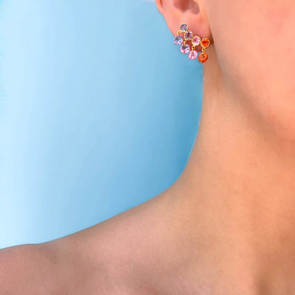 希少石ペタライト　ブリオレットドロップ　マーキス　ロングピアスorイヤリング 14KGFアメトリンのラフカットドロップによる少し長めのロングピアス