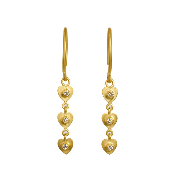 マリーエレーヌ-ドゥ-タイヤック-ゴールド-ミニチュア-プレシャス-ハート-ピアス-３連-ダイヤモンド