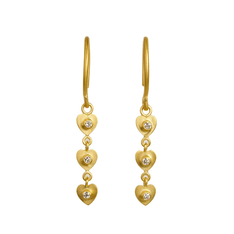 マリーエレーヌ-ドゥ-タイヤック-ゴールド-ミニチュア-プレシャス-ハート-ピアス-３連-ダイヤモンド