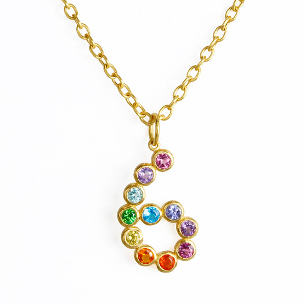 マルチカラー "ボリウッド" ナンバー "6" ペンダント MULTICOLORED