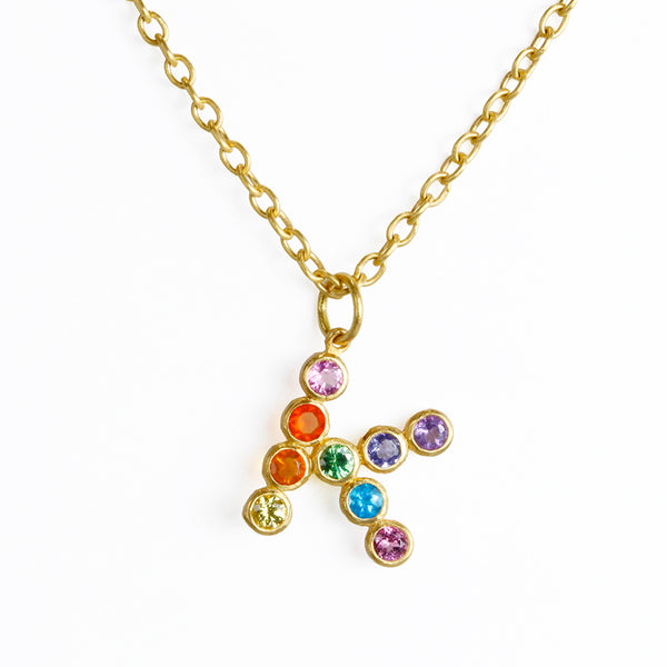 マルチカラー "ボリウッド" アルファベット "K" ペンダント MULTICOLORED