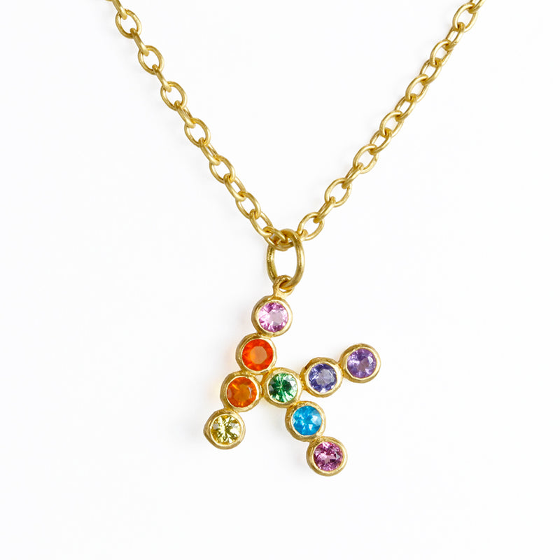 マルチカラー "ボリウッド" アルファベット "K" ペンダント MULTICOLORED