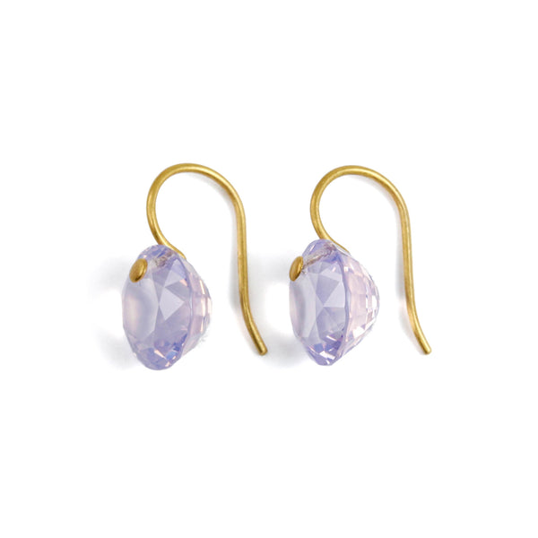 ラベンダークォーツ スモール "ブリリアント" ピアス LAVENDER QUARTZ