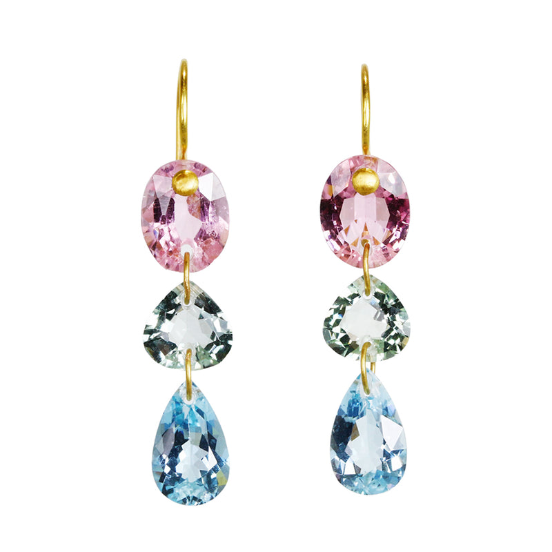 アクアマリン & トルマリン "イレギュラー・ジェム・ドロップ" ピアス AQUAMARINE & TOURMALINE