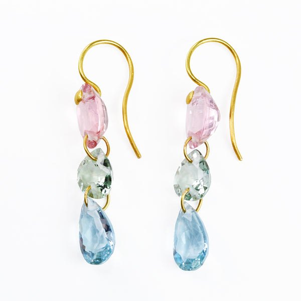 アクアマリン & トルマリン "イレギュラー・ジェム・ドロップ" ピアス AQUAMARINE & TOURMALINE