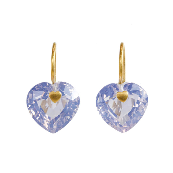 ラベンダークォーツ スモール "ハート・ブリリアント" ピアス LAVENDER QUARTZ