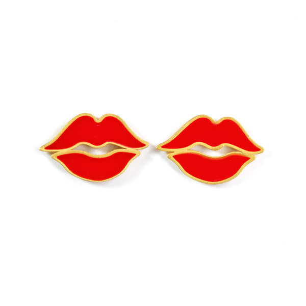 レッド・エナメル "フライング・キス" ピアス RED ENAMEL