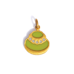 グリーン & ホワイト・エナメル "ルリジューズ" チャーム  ENAMEL GOLD