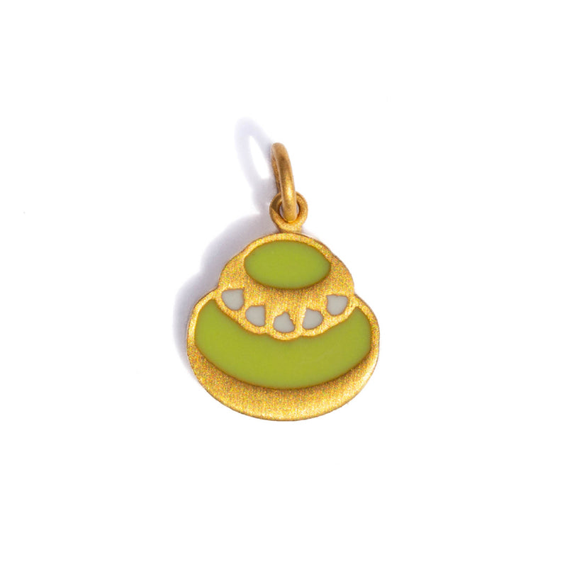 グリーン & ホワイト・エナメル "ルリジューズ" チャーム  ENAMEL GOLD