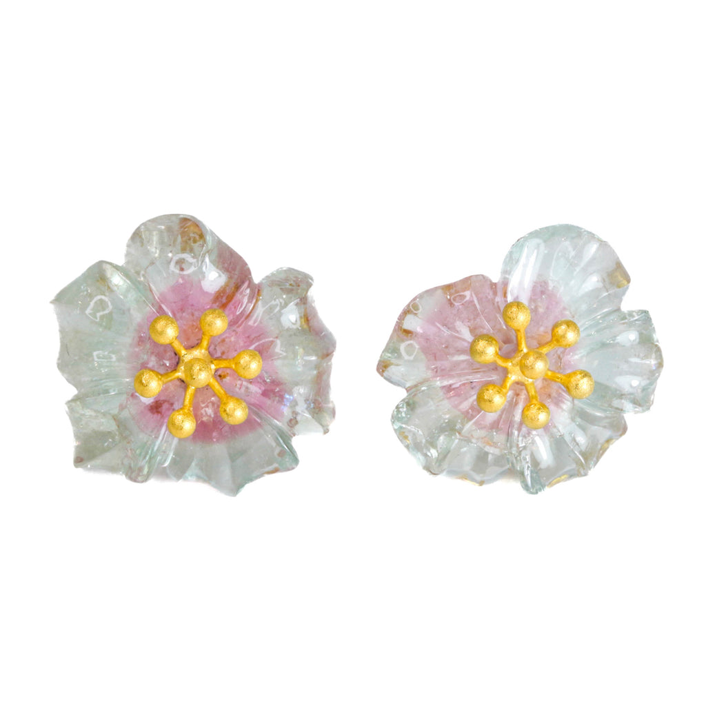 ポリクロムトルマリン “フラワー” スタッド ピアス - マリーエレーヌ