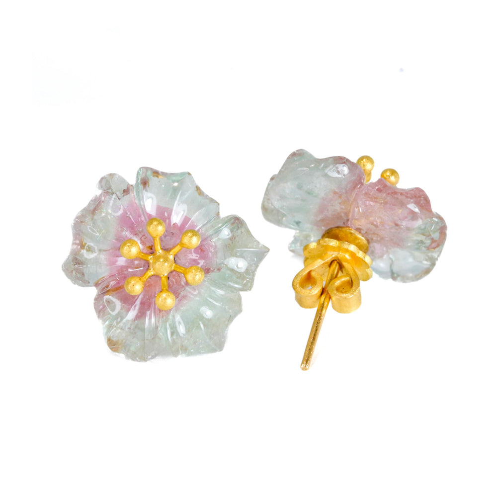 ポリクロムトルマリン “フラワー” スタッド ピアス - マリーエレーヌ