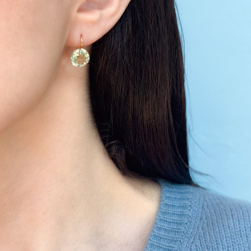 グリーンクォーツ ＆ アパタイト "ラウンド・ジェム" ピアス GREEN QUARTZ & APATITE