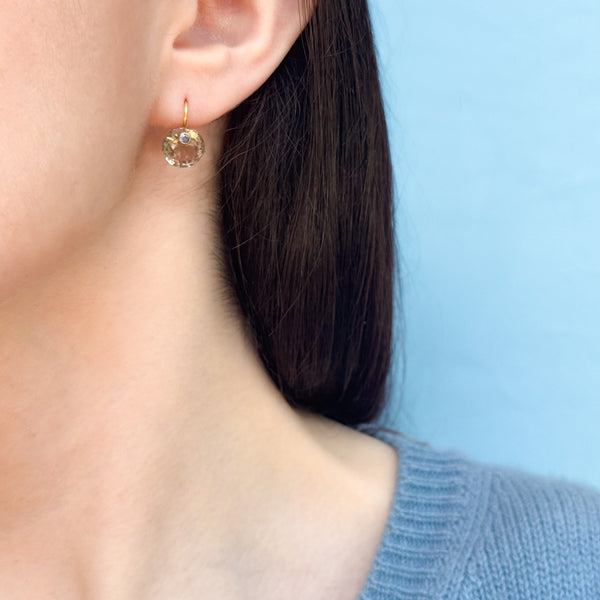 スモーキークォーツ ＆ タンザナイト スモール "ラウンド・ジェム" ピアス SMOKEY QUARTZ & TANZANITE