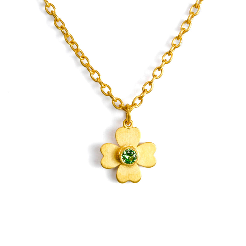 ツァボライト "クローバー" ペンダント チャーム TSAVORITE