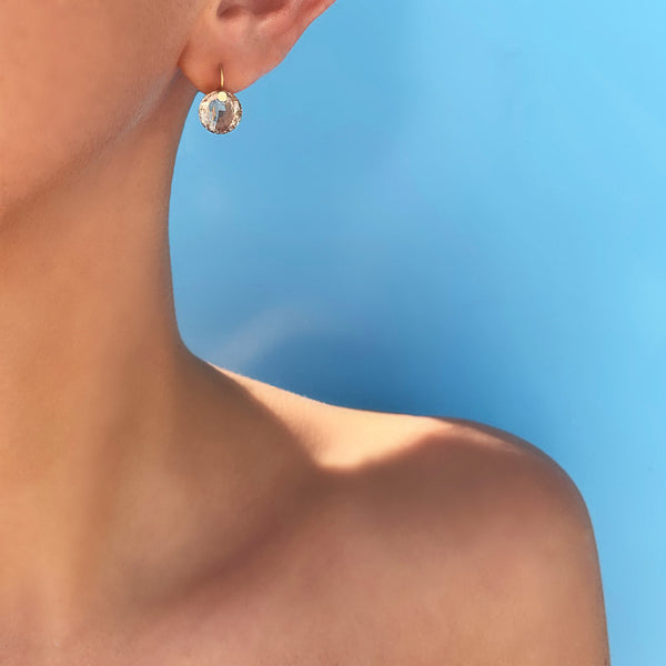 スモーキークォーツ  スモール "ブリリアント" ピアス SMOKEY QUARTZ