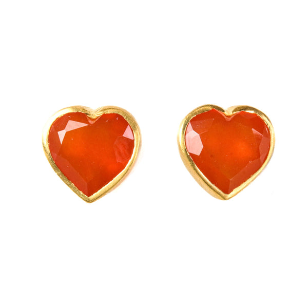 カーネリアン "ジェム・ハート" スタッド ピアス CARNELIAN
